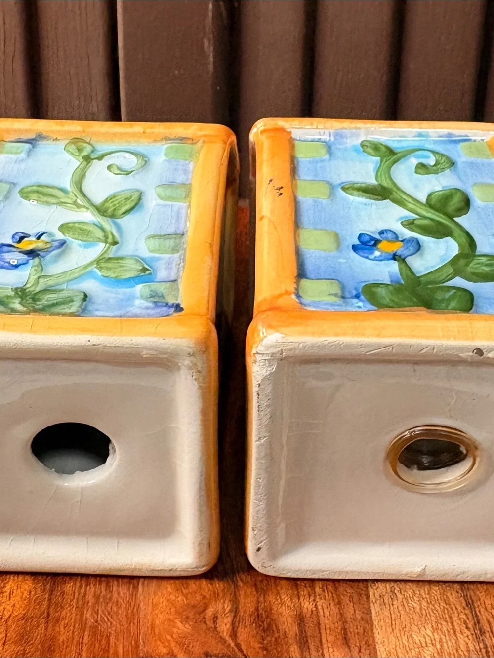 Vintage Ceramic Hand Painted Birdhouse Salt and Pepper Shakers Cottagecore